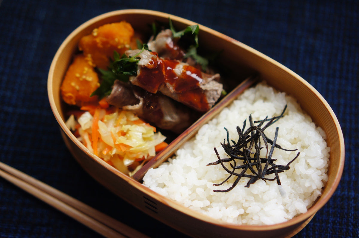 茄子と豆苗の肉巻き、韓国風甘辛ダレ弁当(フードスチーマー/フードスチーマープラス)