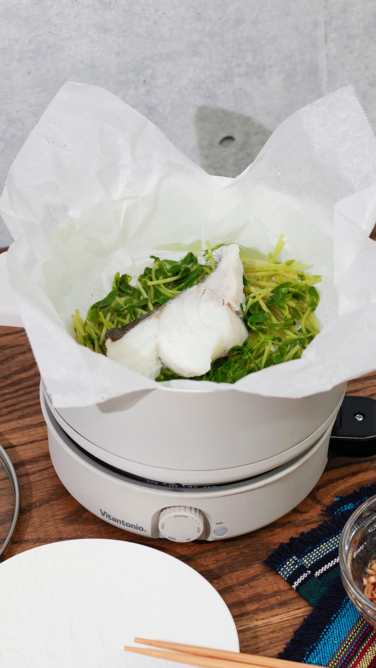 白身魚と豆苗の中華蒸し（ミニポット）